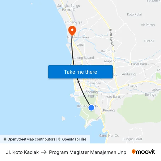 Jl. Koto Kaciak to Program Magister Manajemen Unp map
