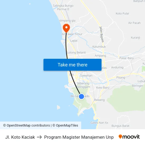 Jl. Koto Kaciak to Program Magister Manajemen Unp map