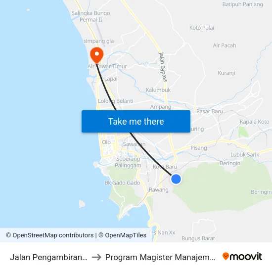 Jalan Pengambiran, 19c to Program Magister Manajemen Unp map