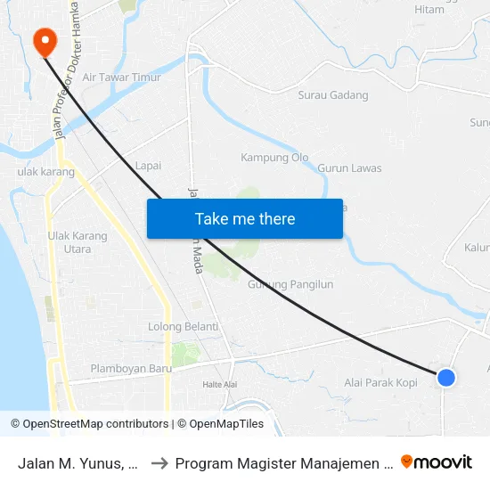 Jalan M. Yunus, 39b to Program Magister Manajemen Unp map