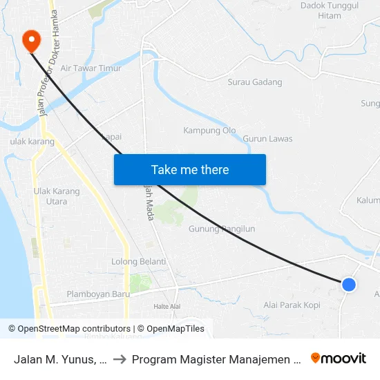 Jalan M. Yunus, 25 to Program Magister Manajemen Unp map