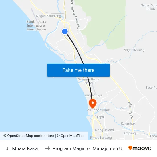 Jl. Muara Kasang to Program Magister Manajemen Unp map