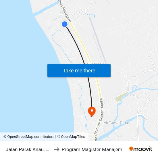 Jalan Parak Anau, No.14 to Program Magister Manajemen Unp map
