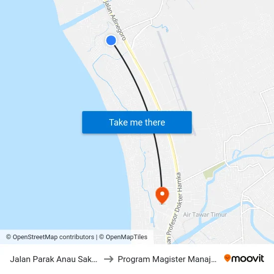 Jalan Parak Anau Sakato Iii, 12 to Program Magister Manajemen Unp map