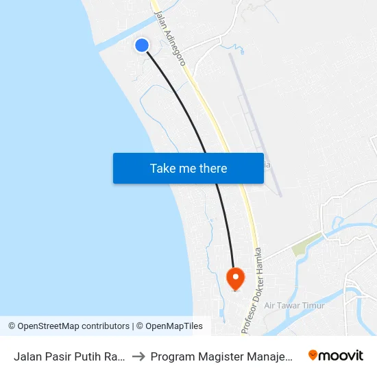 Jalan Pasir Putih Raya, 15 to Program Magister Manajemen Unp map
