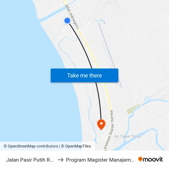 Jalan Pasir Putih Raya, 3 to Program Magister Manajemen Unp map