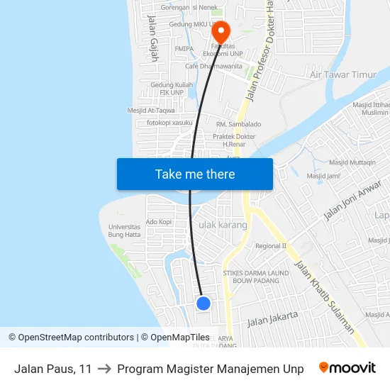 Jalan Paus, 11 to Program Magister Manajemen Unp map