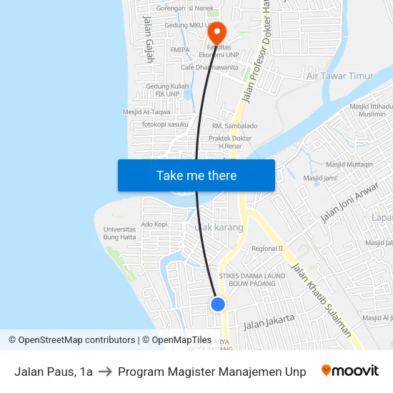 Jalan Paus, 1a to Program Magister Manajemen Unp map