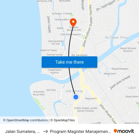 Jalan Sumatera, 14k to Program Magister Manajemen Unp map