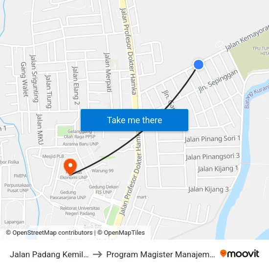 Jalan Padang Kemiling, 2 to Program Magister Manajemen Unp map