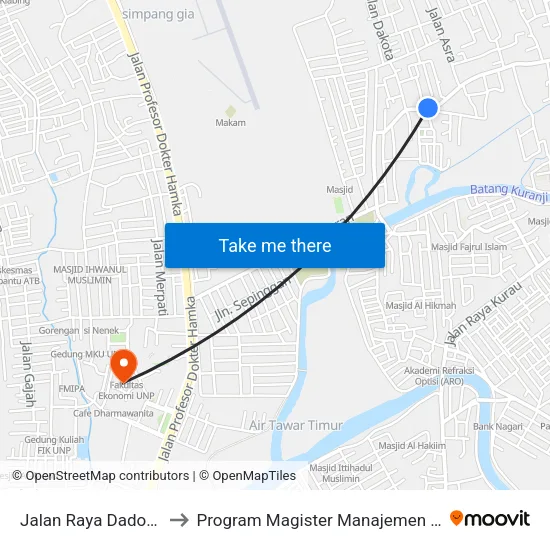 Jalan Raya Dadok, 8 to Program Magister Manajemen Unp map