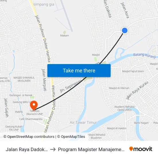 Jalan Raya Dadok, 13 to Program Magister Manajemen Unp map