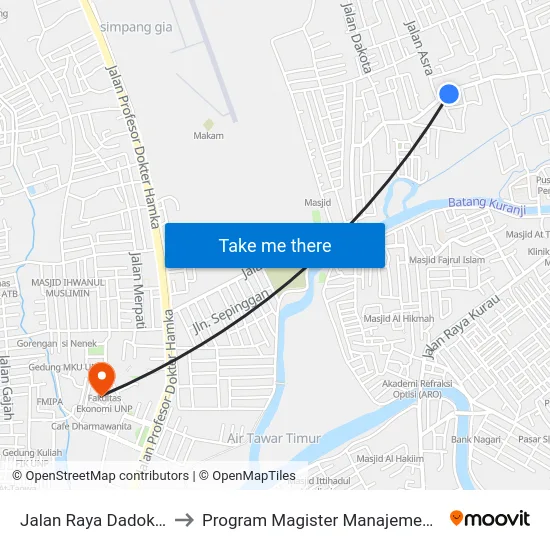 Jalan Raya Dadok, 24 to Program Magister Manajemen Unp map