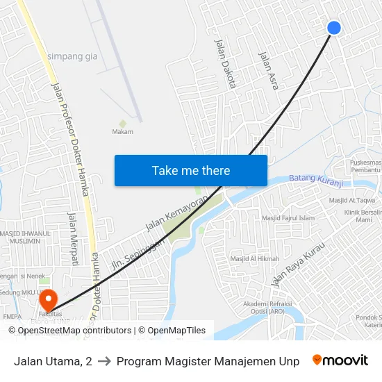 Jalan Utama, 2 to Program Magister Manajemen Unp map