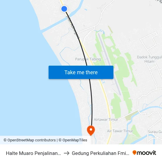 Halte Muaro Penjalinan 1 to Gedung Perkuliahan Fmifa map