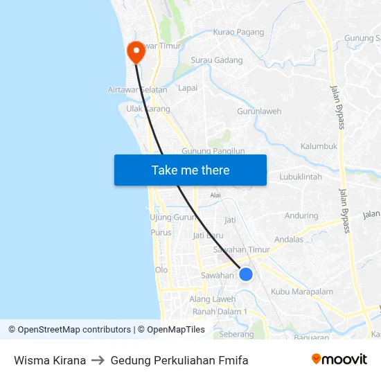Wisma Kirana to Gedung Perkuliahan Fmifa map