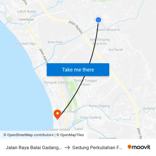 Jalan Raya Balai Gadang, 12 to Gedung Perkuliahan Fmifa map
