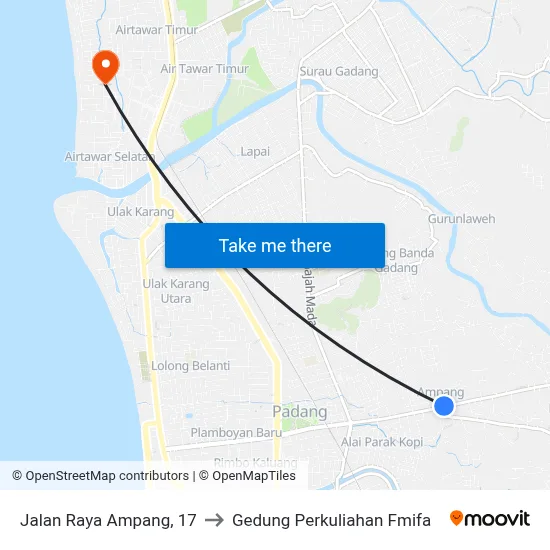 Jalan Raya Ampang, 17 to Gedung Perkuliahan Fmifa map