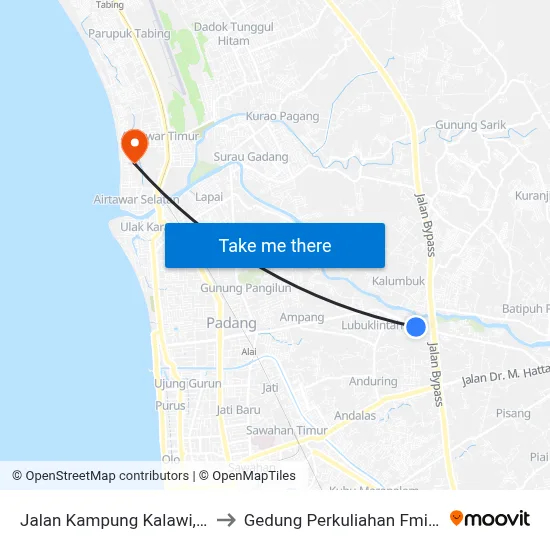 Jalan Kampung Kalawi, 1 to Gedung Perkuliahan Fmifa map