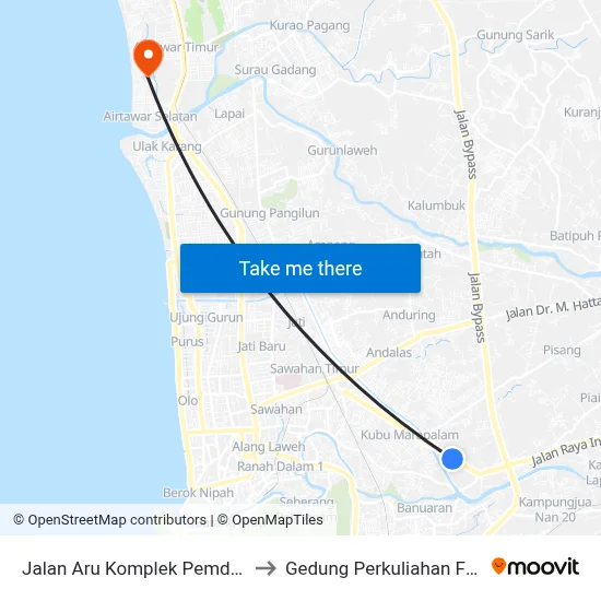 Jalan Aru Komplek Pemda, 15 to Gedung Perkuliahan Fmifa map