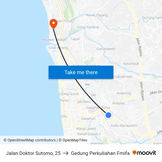 Jalan Doktor Sutomo, 25 to Gedung Perkuliahan Fmifa map