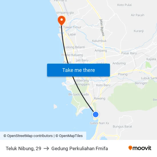 Teluk Nibung, 29 to Gedung Perkuliahan Fmifa map