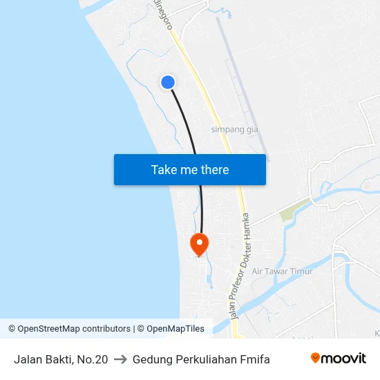Jalan Bakti, No.20 to Gedung Perkuliahan Fmifa map