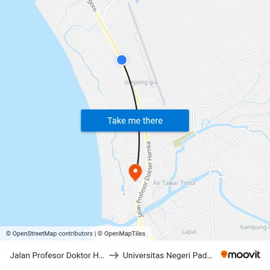 Jalan Profesor Doktor Hamka, 22 to Universitas Negeri Padang (Unp) map