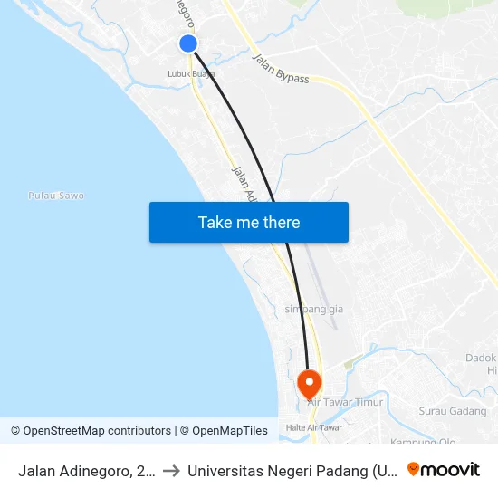 Jalan Adinegoro, 20a to Universitas Negeri Padang (Unp) map