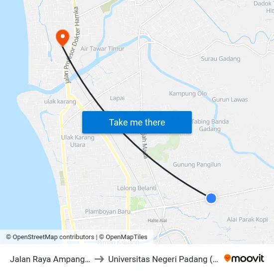Jalan Raya Ampang, 17 to Universitas Negeri Padang (Unp) map