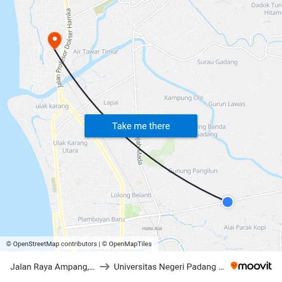 Jalan Raya Ampang, 31a to Universitas Negeri Padang (Unp) map