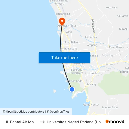Jl. Pantai Air Manis to Universitas Negeri Padang (Unp) map