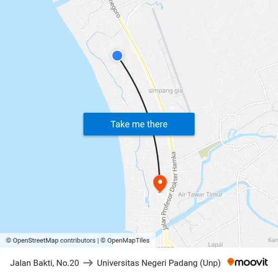 Jalan Bakti, No.20 to Universitas Negeri Padang (Unp) map