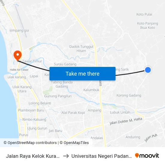 Jalan Raya Kelok Kuranji, 209 to Universitas Negeri Padang (Unp) map