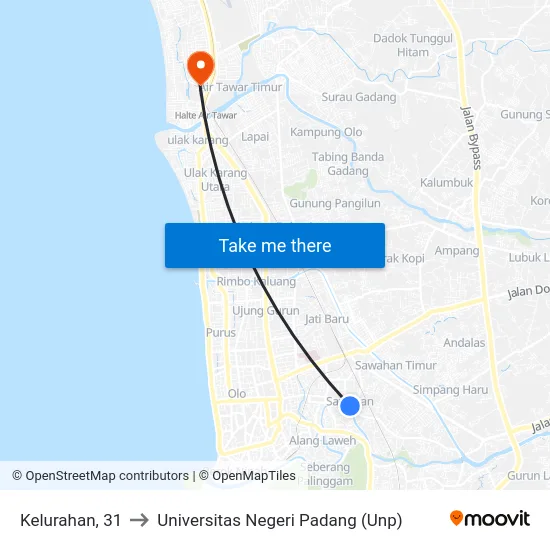 Kelurahan, 31 to Universitas Negeri Padang (Unp) map