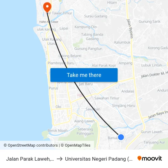 Jalan Parak Laweh, 13 to Universitas Negeri Padang (Unp) map