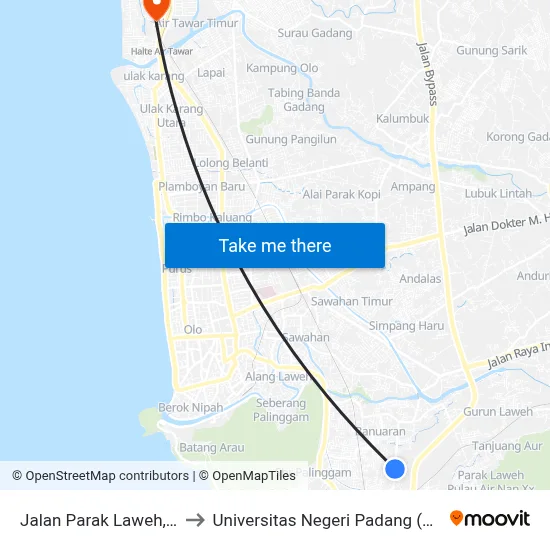 Jalan Parak Laweh, 3c to Universitas Negeri Padang (Unp) map