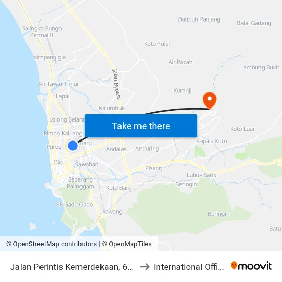 Jalan Perintis Kemerdekaan, 65a to International Office map