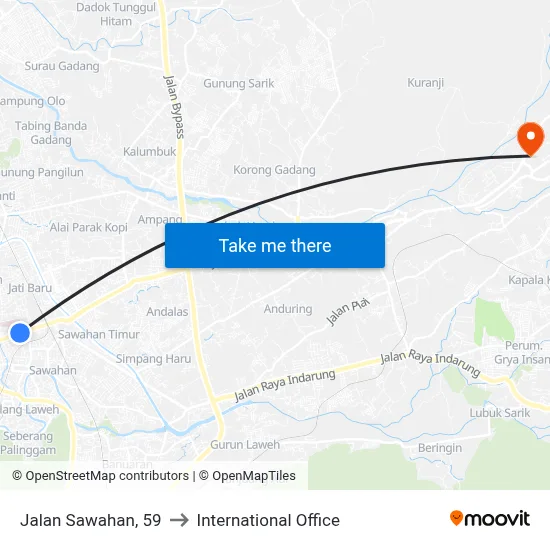 Jalan Sawahan, 59 to International Office map