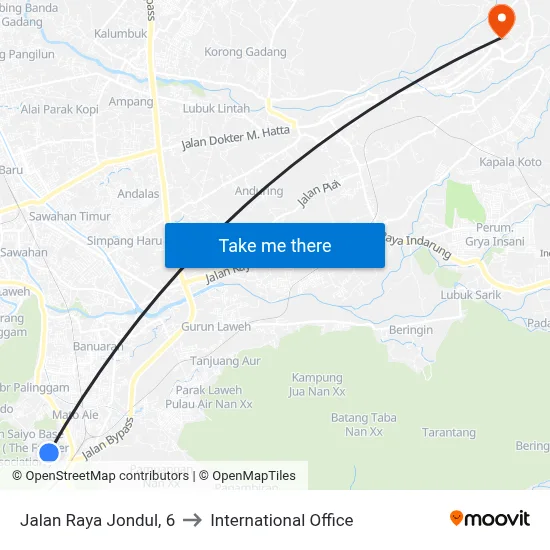 Jalan Raya Jondul, 6 to International Office map