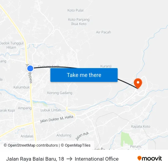 Jalan Raya Balai Baru, 18 to International Office map