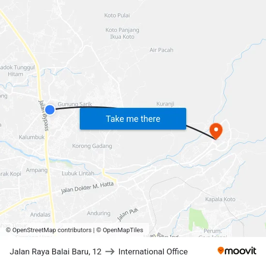 Jalan Raya Balai Baru, 12 to International Office map