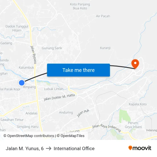Jalan M. Yunus, 6 to International Office map