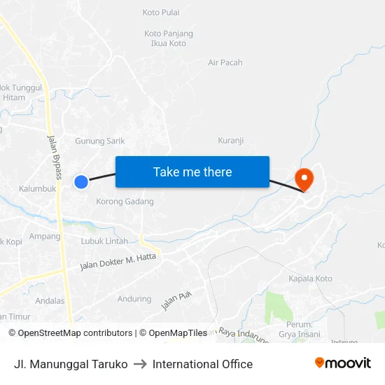 Jl. Manunggal Taruko to International Office map