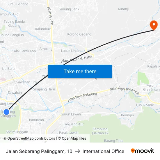 Jalan Seberang Palinggam, 10 to International Office map