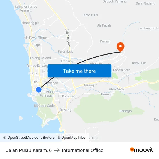 Jalan Pulau Karam, 6 to International Office map