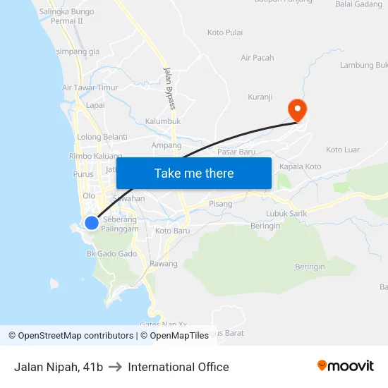 Jalan Nipah, 41b to International Office map