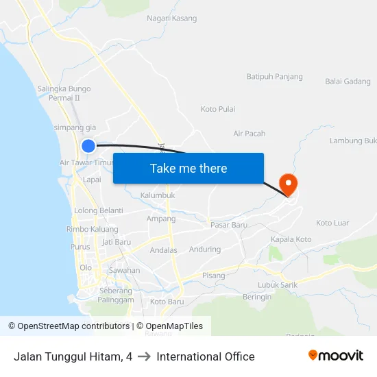 Jalan Tunggul Hitam, 4 to International Office map