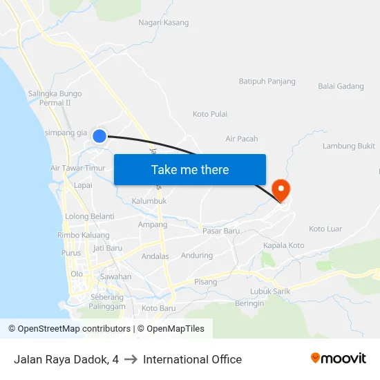 Jalan Raya Dadok, 4 to International Office map
