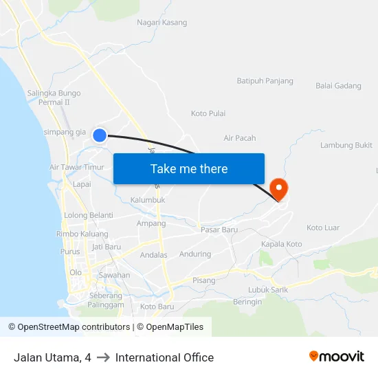 Jalan Utama, 4 to International Office map